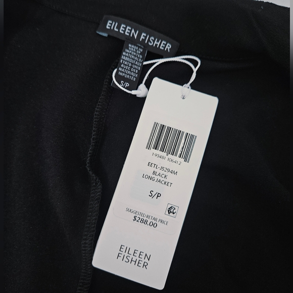 Eileen Fisher System Lightweight Washable Stretch Crepe Long Jacket in Black - Picture 13 of 15